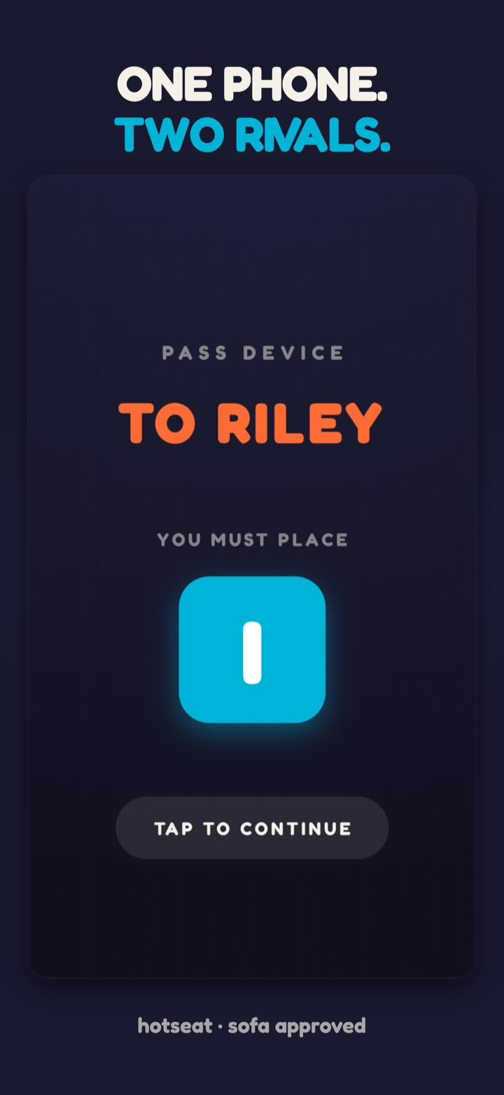 One phone, two rivals. Pass and play